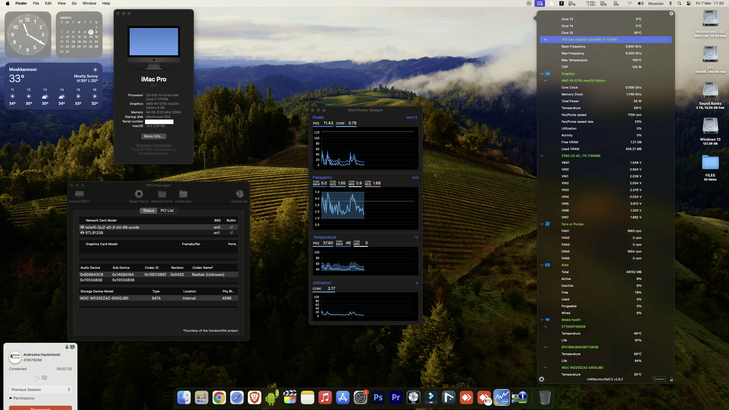 Success Hackintosh macOS Sonoma 14.5 Build 23F79 in Gigabyte Z590 UD AC + Intel Core i7 11700K + MSI RX 6600 XT